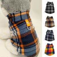 ZZOOI Dog Shirts British Style Plaid Warm Fleece Thicken Coat Pet Clothes With Traction Ring for Small Medium Puppy Chihuahua Clothing