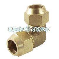 Right Angle Brass Equal Union Elbow Connector w Flare Cap Nut for Two 1/2 Tubes