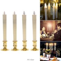 [VIVI decorations] 2ชิ้นไฟฟ้าริบหรี่ Flameless ไฟ Led เทียนที่มี2ฐานทองที่ถอดออกได้