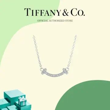 Tiffany & Co. T Smile Pendant Necklace 18K White Gold with Diamonds Mini -  | eBay