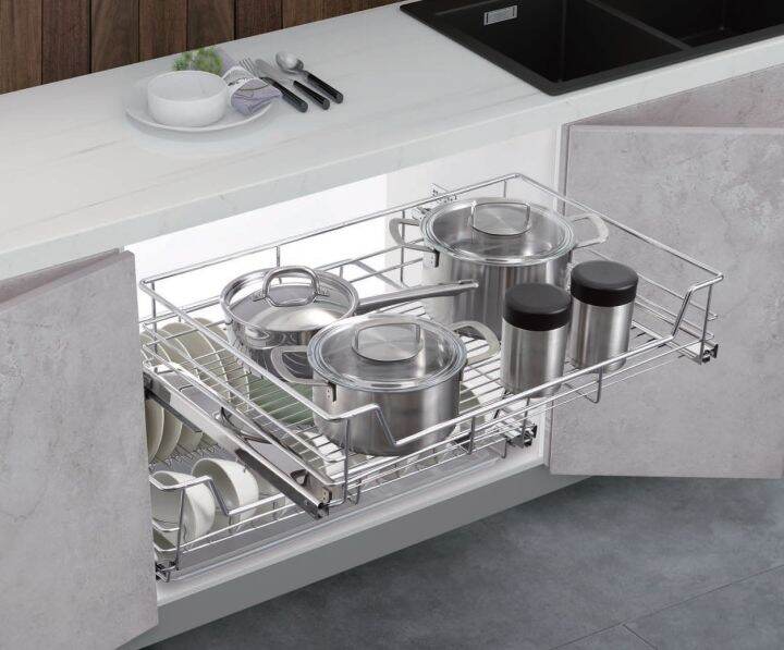 Stainless Steel Kitchen Soft Close Pull Out Basket Bowl and Plate with