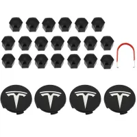 Decorative center caps for Tesla Model 3 S X Wheel Screw Cap Logo Kit Decorative Tires Cap Tesla badge lug nut wheel covers