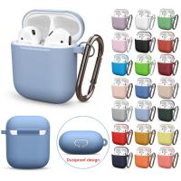 【CW】 Soft Silicone Case For Apple AirPods 2 Cover Protective Headphones Case Earphone Cover For Airpods 1 Cover Accessories With Hook