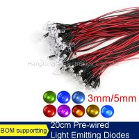 5PCS 3mm/5mm LED 20cm Pre-wired White Red Green Blue Yellow UV RGB Diode Lamp Decoration Light Emitting Diodes DIY Pre-solderedElectrical Circuitry Pa