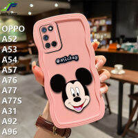 JieFie เคสโทรศัพท์มิกกี้เมาส์สำหรับ OPPO A54 / A53 / A52 / A57 / A76 / A77 / A77S / A31 / A92 / A96 ขอบคลื่นนุ่ม TPU ฝาครอบเคสใส่โทรศัพท์ป้องกันกล้อง