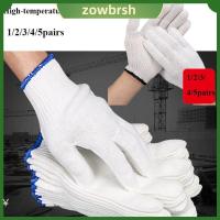 ZOWBRSH 1/2/3/4/5pairs ฉนวนกันความร้อนถัก ถุงมือสำหรับทำงาน สีขาวขาว ทนต่ออุณหภูมิสูง ถุงมือบาร์บีคิว ที่มีคุณภาพสูง ถุงมือเตาอบนวม อุปกรณ์ป้องกันมือ