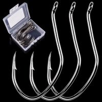 ALASICKA 10 pcs 6/0 #-10 # Barbed Catfish Fishing Hooks เหล็กคาร์บอนสูงตะขอปลาดุก Fishhook V Sharp Circle Hook Fishing Tackle-anyengcaear