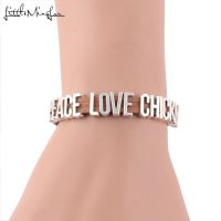 【CW】 Little MingLou PEACE LOVE CHICKENS letters brown suede wrap men bracelets  amp; bangles for