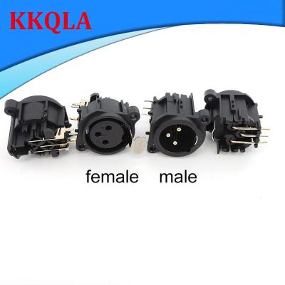 QKKQLA Shop 3Pin XLR Male Female Audio Panel Mount Chassis Connector 3 Poles XLR power Plug Socket Microphone Speaker Soldering Adapter A1