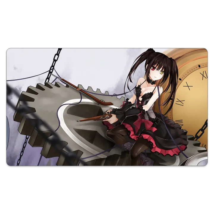 Tokisaki Kurumi Anime Girl Playmat ลดเสียงรบกวนยางธรรมชาติสำหรับการ์ด
