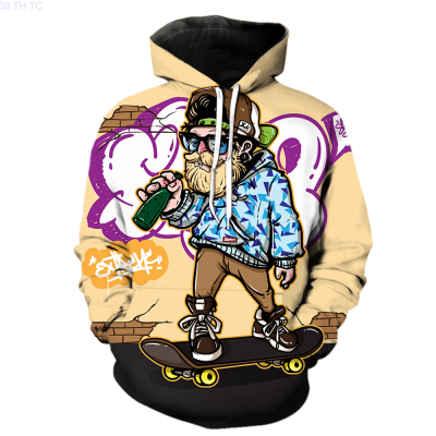 New Hip Hop Style Funny Mens Hoodies Cartoon Skateboard Pattern Mens Hoodies 2022 Hot Sale 3d Printed Fashion with Hood Jackets popular