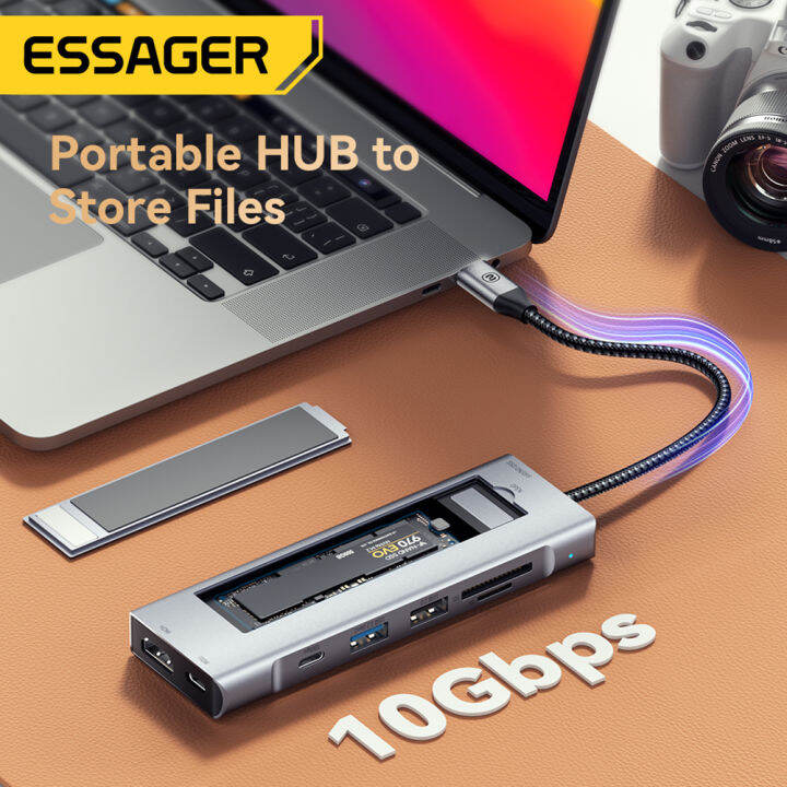 essager-8-in-1-usb-hub-พร้อมฟังก์ชั่นการจัดเก็บดิสก์-usb-type-c-ไปยังสถานีเชื่อมต่อแล็ปท็อปที่รองรับ-hdmi-สำหรับ-pro-air-m1-m2