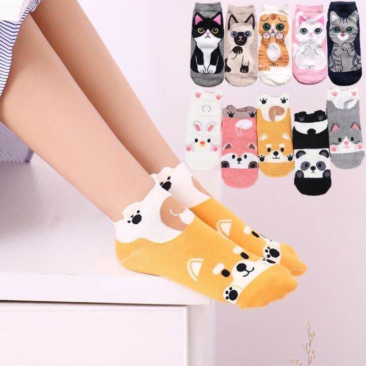 kawaii-women-short-socks-funny-cute-cartoon-animal-cat-dog-fox-panda-rait-high-quality-cotton-harajuku-casual-ankle-socks-sox