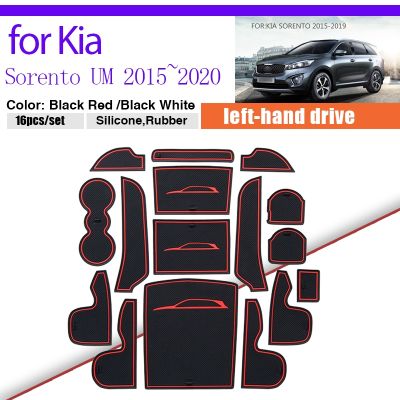 Door Groove Slot Mat for KIA Sorento UM 2015 2020 2016 Cup Holder Car Sticker Storage Rubber Cushion Coaster Dust-proof Pad Auto