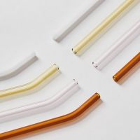 Colorful Glass Straw Straight Bent Reusable High Borosilicate Glass Drink Straw 20cm 4pcs/set Barware