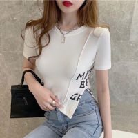 White Tshirt Women Short Sleeve Slim Tee Summer Fashion Casual Cropped Top Round Neck T Shirt