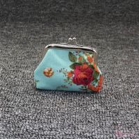 Women Rose Flower Print Coin Clutch Bags Travel Coin Purse