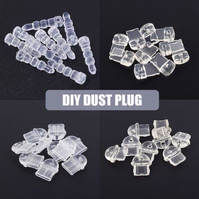 5Pcs DIY Dust Plug Transparent Charging Port 3.5mm Earphone Plug Stopper For iPhone Xiaomi Android Type C Dust-proof Plugs