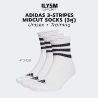 ǎ 3-STRIPES MIDCUT SOCKS แพ็ค 3คู่ (HT3456) ถุงเท้าความยาวครึ่งแข้ง ลิขสิทธิ์แท้!!