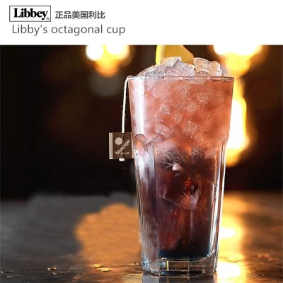 ♠❁☊  Libby Octagonal Glass Bar Iced Cup Colin Cocktail Juice