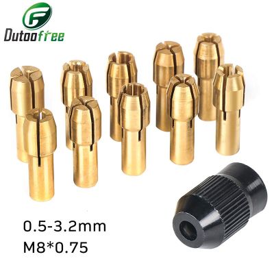 HH-DDPJ11pcs/lot Mini Drill Brass Collet Chuck For Dremel Rotary Tool 0.5-3.2mm Brass And Nut For Dremel Accessories Set