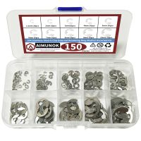 【YF】 150PCS E-Clip Retaining Rings Assortment Set 304 Stainless Steel External Snap Ring Clip Kit 1.5-10mm E Circlip Retainer