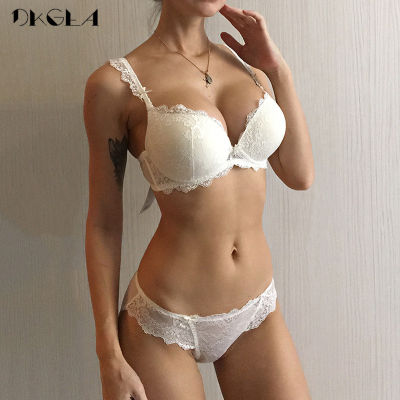 New Womens underwear Set Lace Sexy Push-up Bra And Panty Sets Bow Comfortable Brassiere Young Bra Adjustable Deep V Lingerie