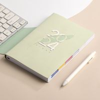 +【； 365 Days 2024 Daily Schedule Planner Calendar Notebook With 300 Pages PU Leather Cover For Home Office Students Supplies A5 Size