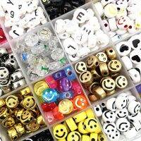 30-120pcs 10mm Smiling Face Loving Heart Letter Acrylic Loose Spacer Beads for Jewelry Making DIY Children Handmade Accessories DIY accessories and ot