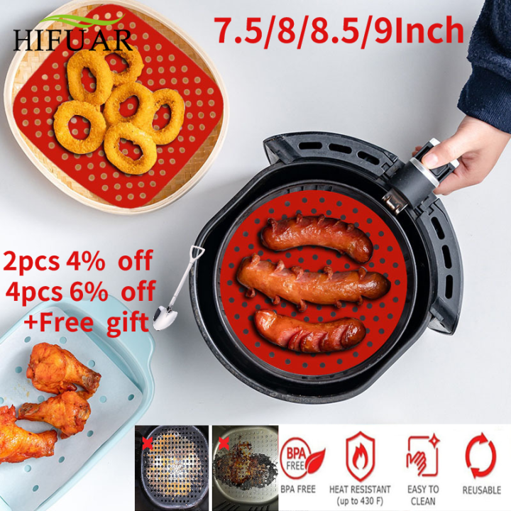 lucky-air-fryer-liners-ซิลิโคน-reusable-nonstick-ตะกร้า-mats-square-baking-pads-เบเกอรี่เครื่องมือ-bun-เค้กย่างจานรอง-air-fryer-อุปกรณ์เสริม