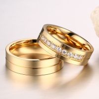 Fashion Men Couples CZ 18K Gold Plated Wedding Band 1pc