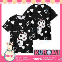 Sanrio Kuromi เสื้อยืดแขนสั้นคอสเพลย์เสื้อยืดสตรีเมโลดี้พิมพ์ลาย3D เสื้อท่อนบนสำหรับเล่นเครื่องแต่งกายวันฮาโลวีน