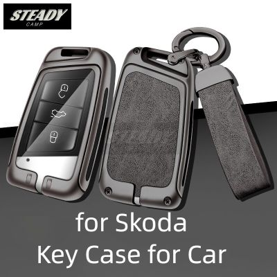 Zinc Alloy Car Remote Control Key Case Full Cover For Skoda Kodiaq GT Metal Protector Shell Keychain Keyless Bag Accessories