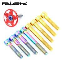 RISK M6x30/35/40/50mm Titanium Alloy Bicycle Headset Stem Caps Fixed Screws Stigma/Flat Type Bike Fixed Bolts Nuts Cycling Parts