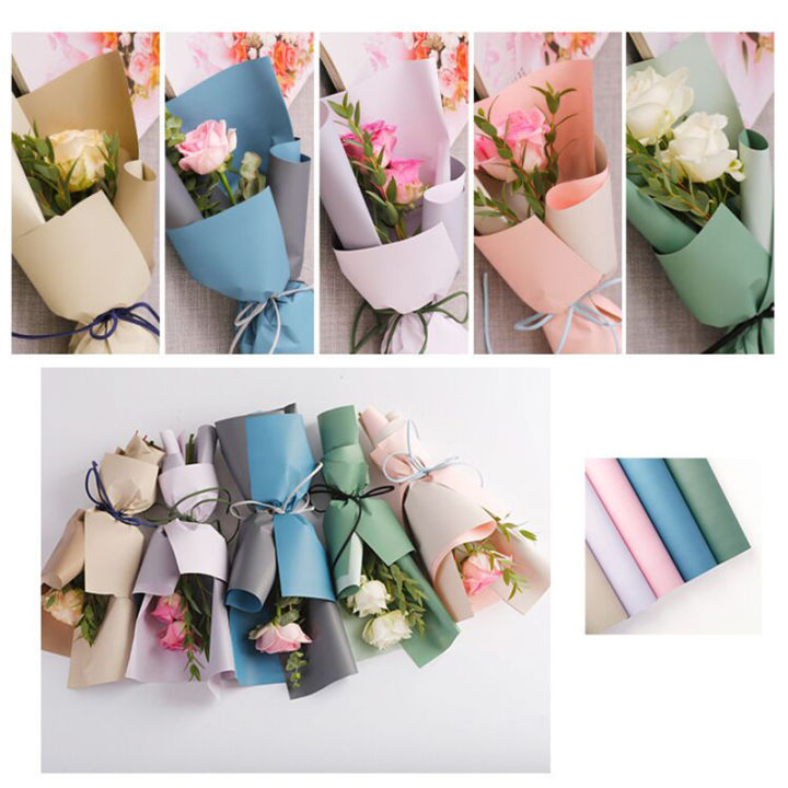 20แผ่น-mini-bouquet-ดอกไม้กันน้ำกระดาษห่อคู่สี45-40ซม