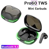 Pro60 TWS Fone Bluetooth 5.0 Earphones Wireless Headphones HiFi Stero Headset Noise Cancelling Sports Earbuds with Mic for Phone Over The Ear Headphon