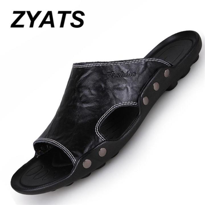 zyats-คู่ฤดูร้อนขนาด36-46รองเท้าหนังแท้ชายหาดแฟชั่นรองเท้าแตะลำลองแฟชั่นของผู้ชาย