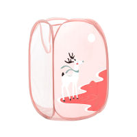 Foldable Dirty Laundry Basket Polyester Net Washing Machine Basket Cute Cartoon Flamingo Organizador Household Laundry Organizer