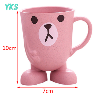 ?【Lowest price】YKS หน้าหลักห้องน้ำ Tumbler น้ำยาบ้วนปากถ้วยข้าวสาลีฟางการ์ตูนสัตว์แปรงสีฟันถ้วย