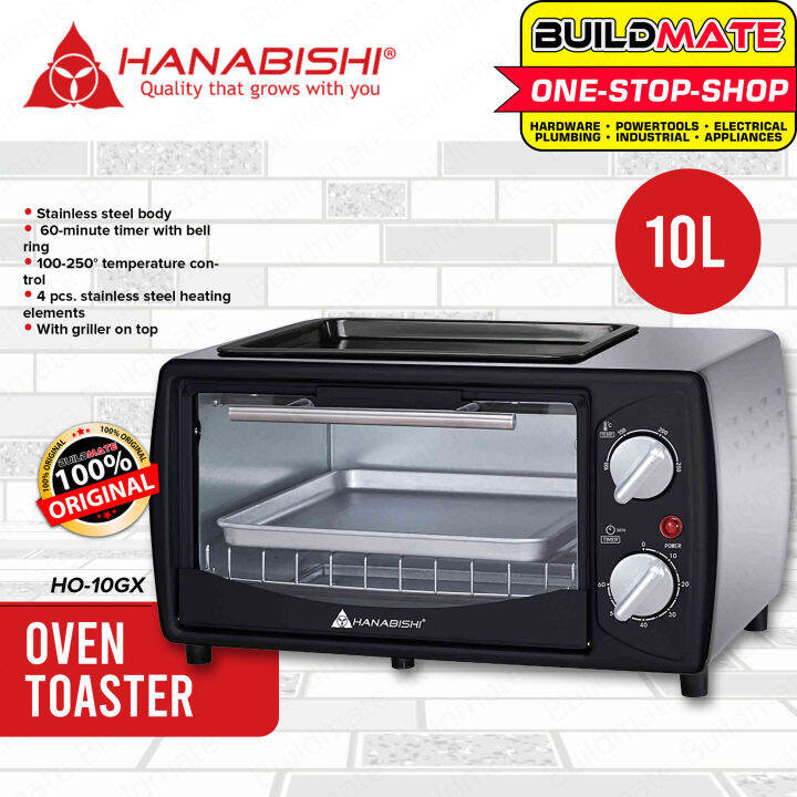 HANABISHI Oven Toaster Stainless Steel Body 10L With Griller On Top