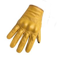 【CW】Sale Women Leather Motorcycle Gloves Touch Screen Yellow XS S M Racing Cycling Goatskin Moto Glove Motorbike Riding Dirt Bike