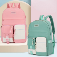 Korean Style Student School Bags Fashion Large Capacity Backpack Primary Girls Boys Simple Portable Contrast Color Backpack