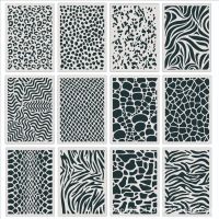 12Pcs/Set 21*15cm Leopard Printed Graffiti DIY Layering Stencils Wall Painting Scrapbook Coloring Embossing Album Decor Template Rulers  Stencils