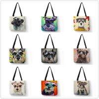 Dropship Schnauzer Dog Painting Handbags For Women Lady Korean Shoulder Bag Casual Shopping Shopper Bags Large Capacity