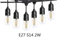 6ชิ้น E27 S14 LED เรโทร2W 4W หลอดเอดิสัน220V 2700K กันแตกโคมไฟเทียนไขเส้นใยขาวอบอุ่นสำหรับสายไฟกลางแจ้งหลอดไฟ LED