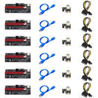 6Sets VER009S USB 3.0 PCI-E Riser VER009 1X 4x 8x 16x Extender Riser Adapter Card SATA 15pin to 6 pin Power Cable BTC ETH mining