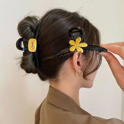 [COD] fashion flower square grab clip French ins art retro shark back head all-match hair accessories