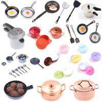 Miniature Kitchen Utensil Cooking Ware Play Kitchen Toy Pot Boiler Frying Pan Copper Pot Lid Doll House Accessories