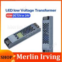 Merlin Irving Shop 60W DC12V/24V 5.0A 2.5A Ultra Thin LED Power Supply Lighting Transformers Adapter Switch 60W AC100-265V For LED Strips