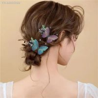 ✘☸ New women 39;s bangs duckbill clip Korean high-end embroidered butterfly hairpin hair accessories girl niche retro hair accessories